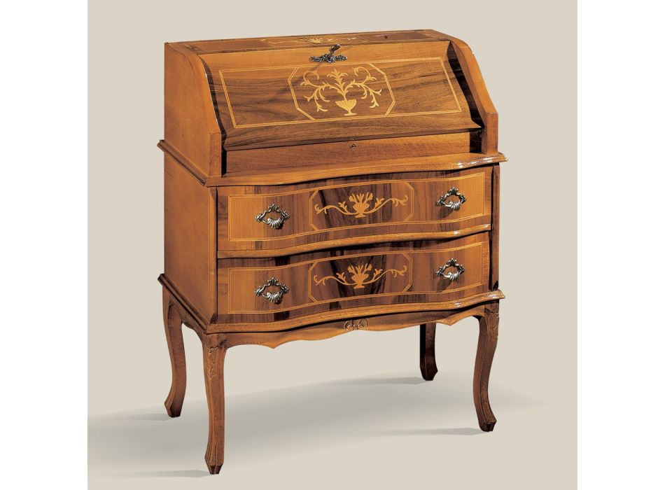 Klasyczne drewniane biurko z klapką i szufladami Made in Italy - Elegant Viadurini