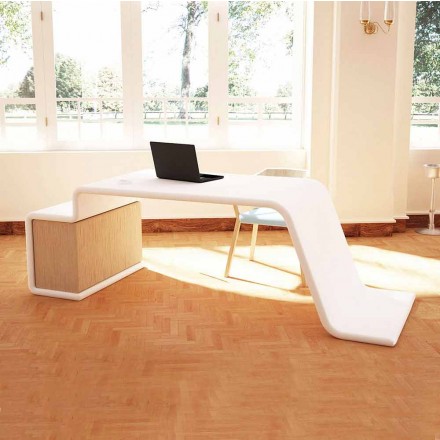 Biurko z drewnianą komodą wykonane we Włoszech, Terralba Viadurini