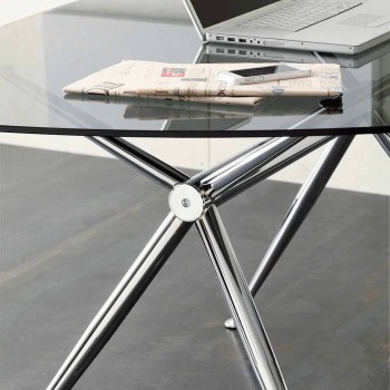 Biurko w krysztale z chromowaną strukturą Made in Italy - Xenon