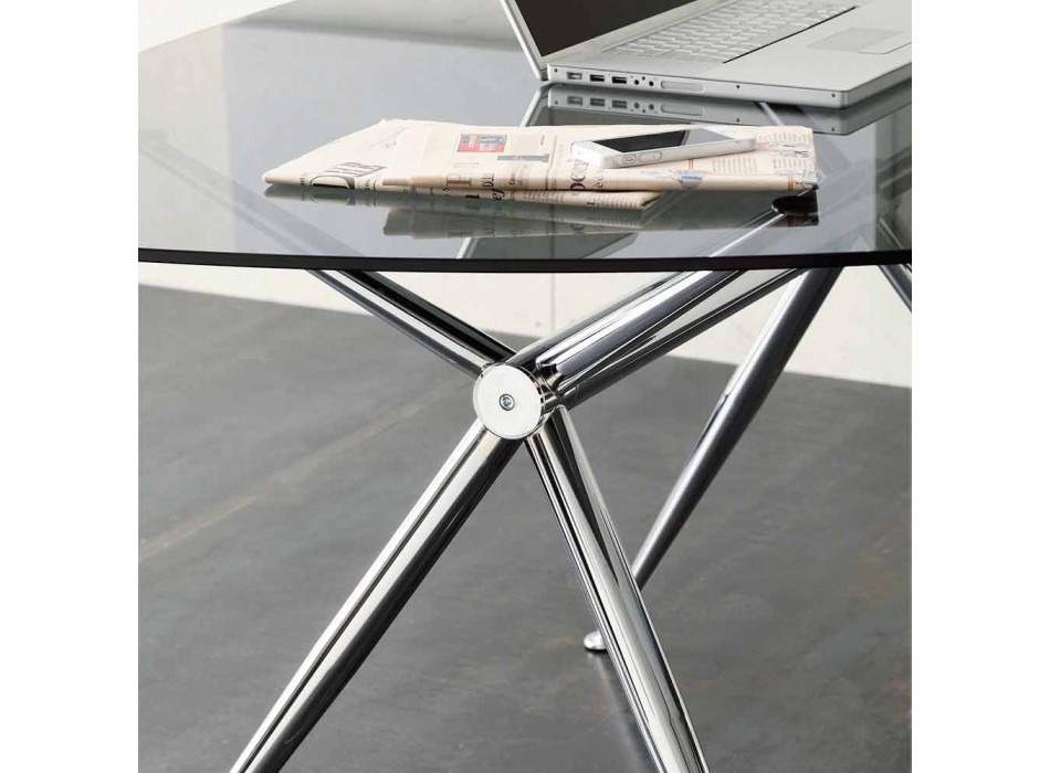 Biurko w krysztale z chromowaną strukturą Made in Italy - Xenon