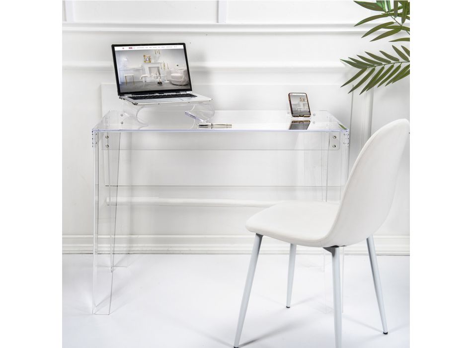 Przezroczyste biurko z pleksi o nowoczesnym designie Made in Italy - Vichy Viadurini