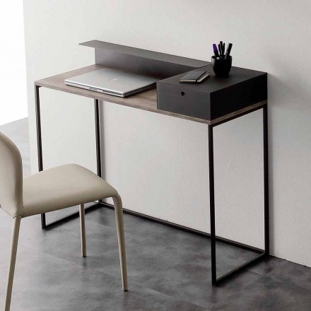 Nowoczesne biurko z metalu i melaminy z szufladą Made in Italy - Iridio Viadurini