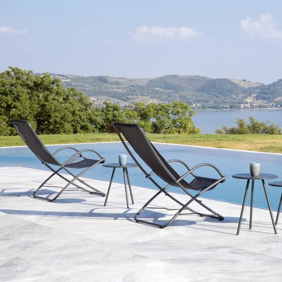 Składany leżak ogrodowy ze stali ocynkowanej Made in Italy 2 sztuki - Hobbit Viadurini