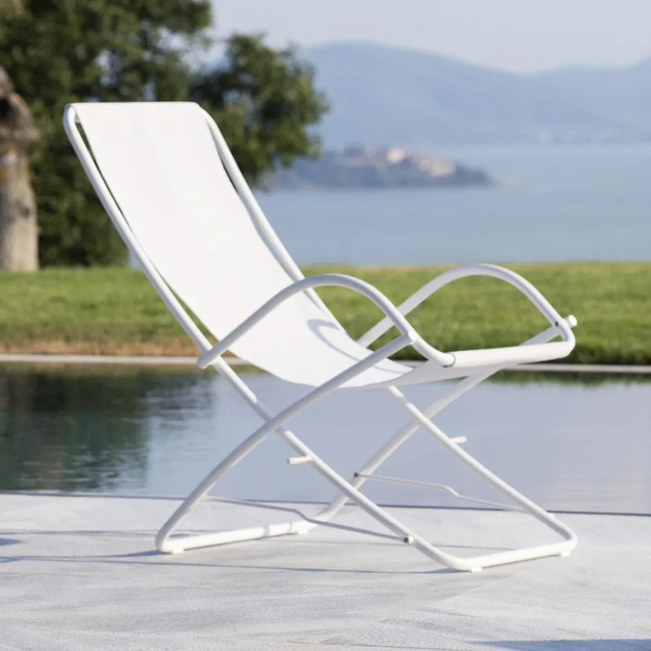 Składany leżak ogrodowy ze stali ocynkowanej Made in Italy, 2 sztuki - Hobbit Viadurini