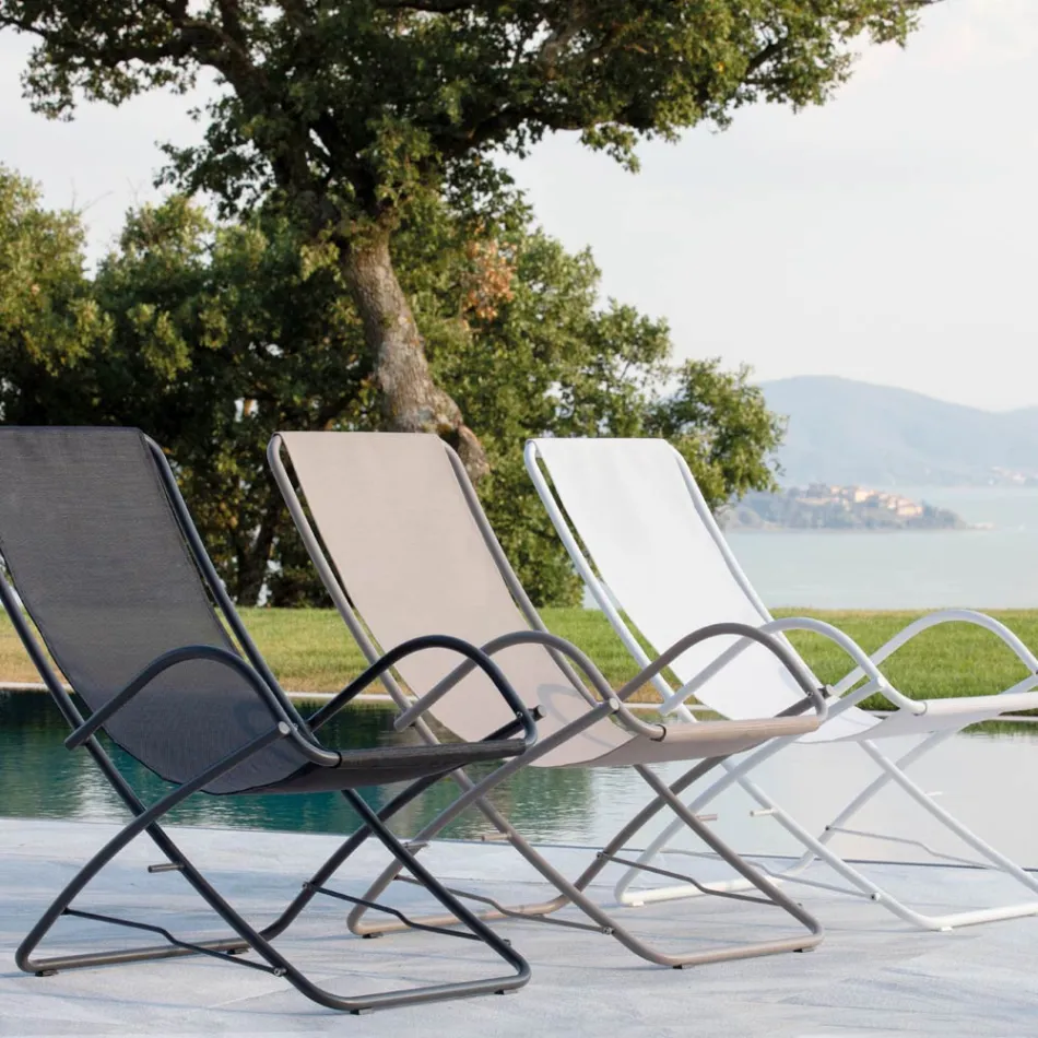 Składany leżak ogrodowy ze stali ocynkowanej Made in Italy, 2 sztuki - Hobbit Viadurini