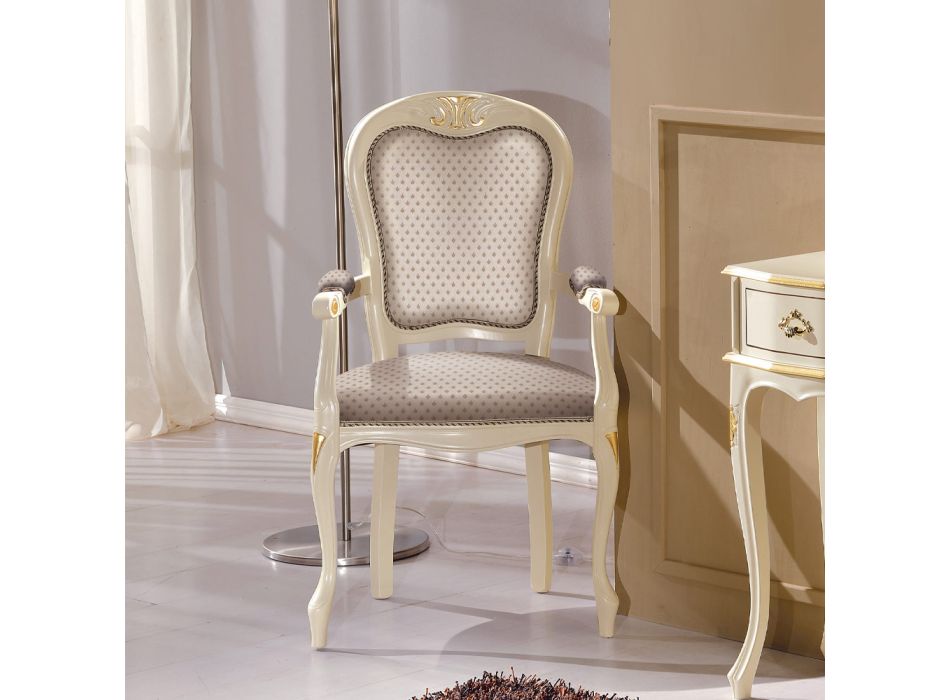 Głowa krzesła stołowego z drewna tapicerowanego tkaniną Made in Italy - Majesty Viadurini