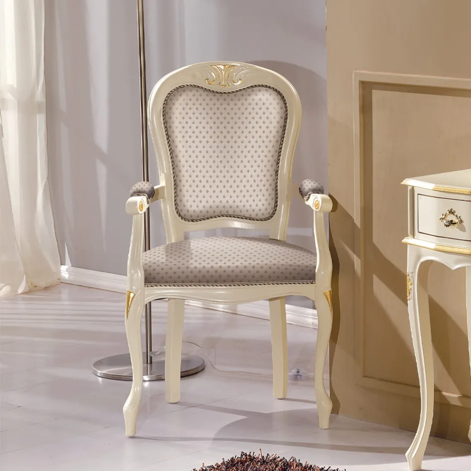 Głowa krzesła stołowego z drewna tapicerowanego tkaniną Made in Italy - Majesty Viadurini