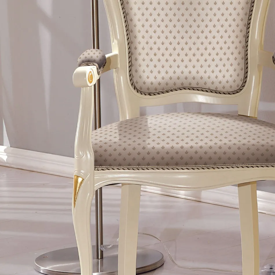 Głowa krzesła stołowego z drewna tapicerowanego tkaniną Made in Italy - Majesty Viadurini