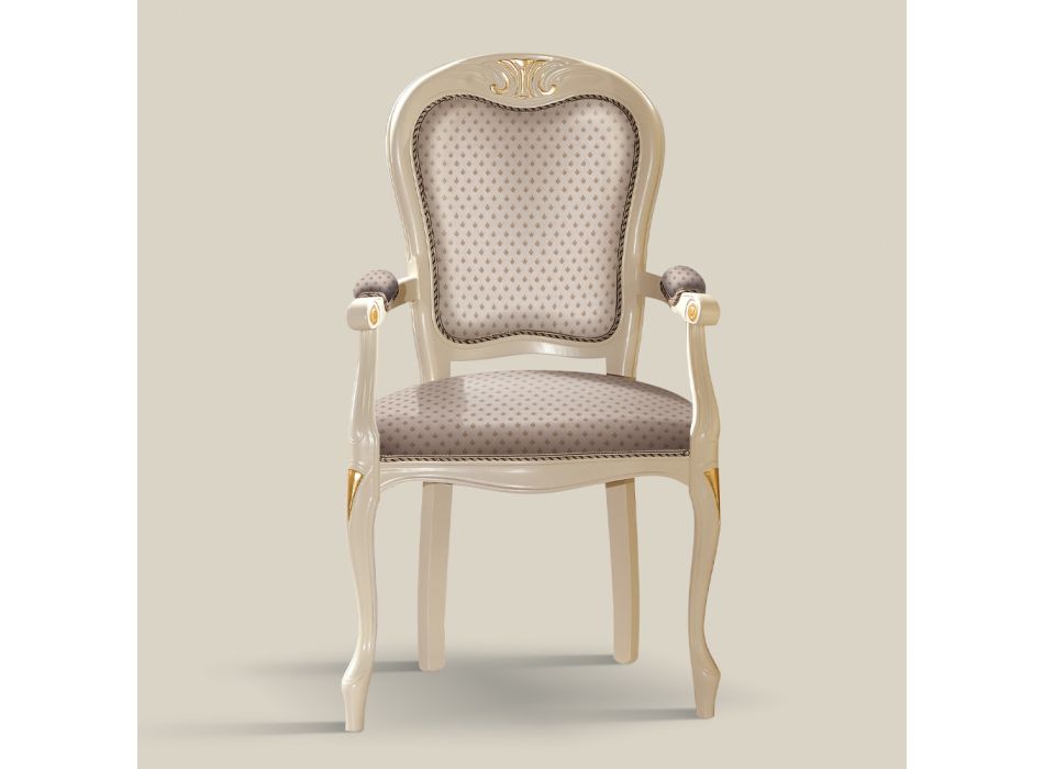 Głowa krzesła stołowego z drewna tapicerowanego tkaniną Made in Italy - Majesty Viadurini