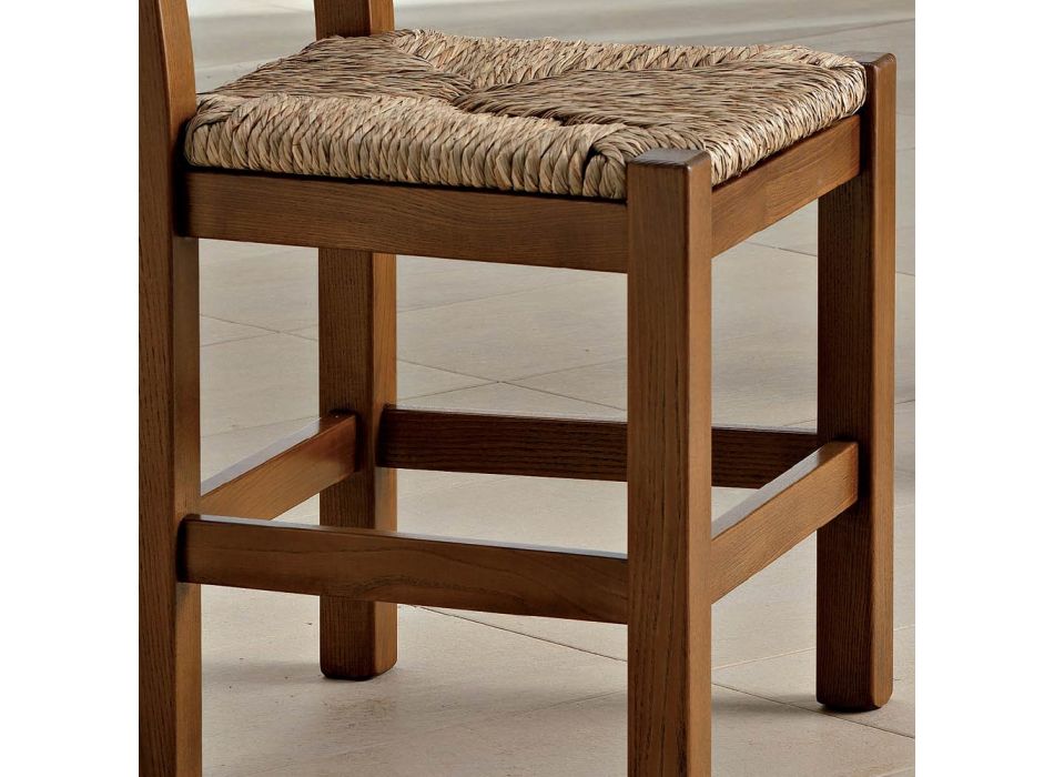 Klasyczne krzesło kuchenne z siedziskiem ze słomy z drewna Made in Italy - Lavinia Viadurini