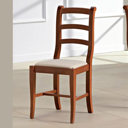 Klasyczne krzesło z drewna i siedzisko z tkaniny Made in Italy - Baptiste Viadurini