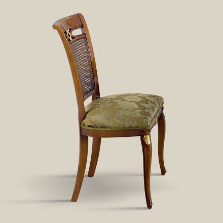 Klasyczne krzesło z drewna orzechowego z wyściełanym siedziskiem Made in Italy - Baroque Viadurini