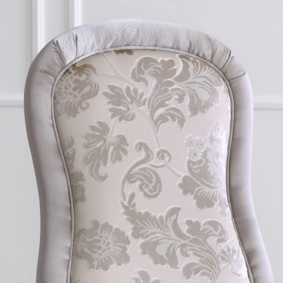 Klasyczne krzesło z drewna orzechowego i wyściełanej tkaniny Made in Italy - Baroque Viadurini