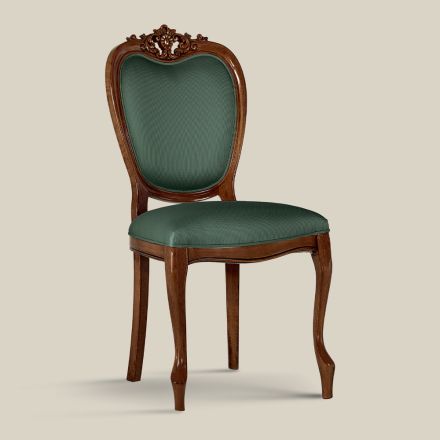 Klasyczne krzesło z drewna tapicerowanego orzechem lub złotem Made in Italy - Imperator Viadurini