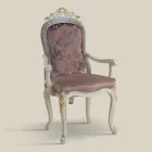 Krzesło klasyczne Białe drewno i tkanina tapicerowana Made in Italy - Baroque Viadurini