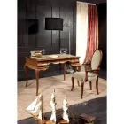 Klasyczne krzesło z drewna i tkaniny z podłokietnikami lub bez Made in Italy - Ellie Viadurini