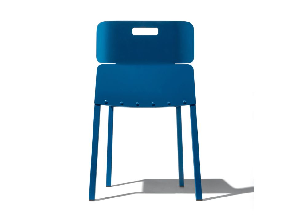 Kolorowe krzesło do układania w stosy na zewnątrz z aluminium Made in Italy - Dobla Viadurini