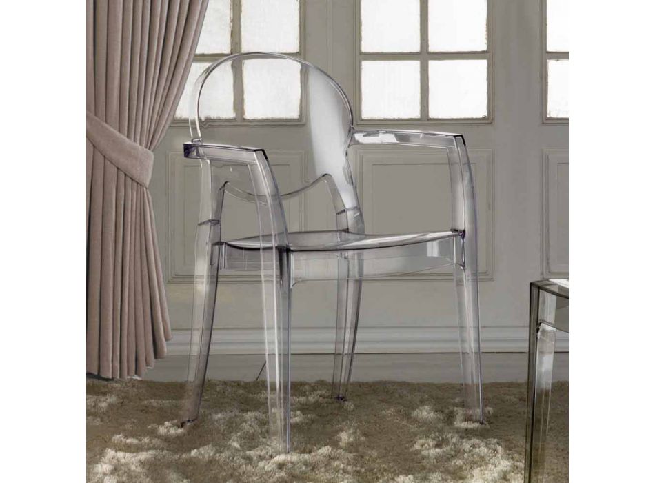 Krzesło w całości z poliwęglanu i z podłokietnikami - Dalila Viadurini