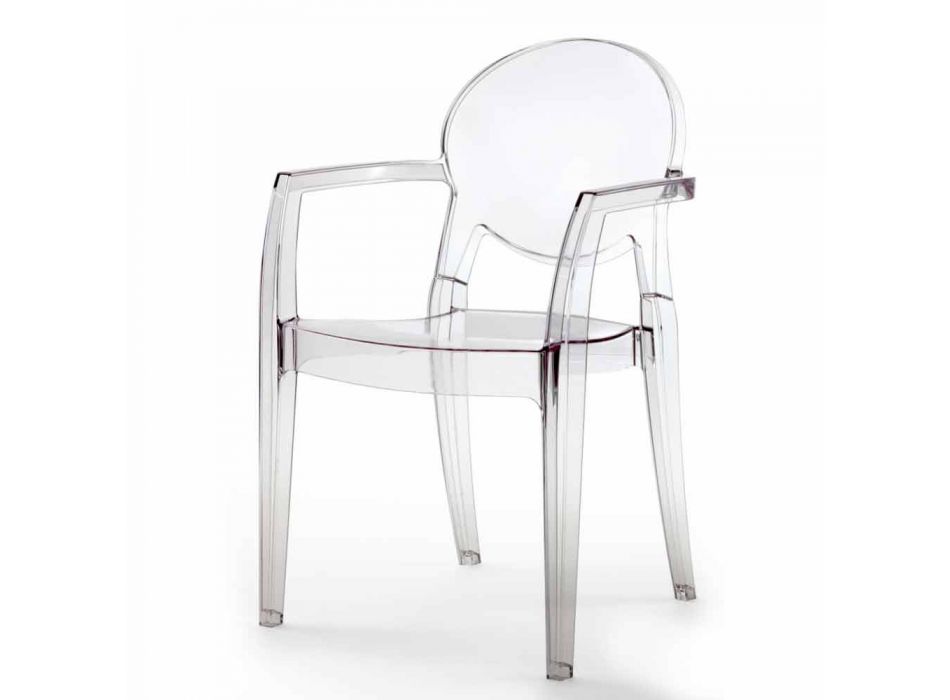 Krzesło w całości z poliwęglanu i z podłokietnikami - Dalila Viadurini