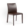 Krzesło w całości obite ciemnobrązową skórą Made in Italy - Pupazzo