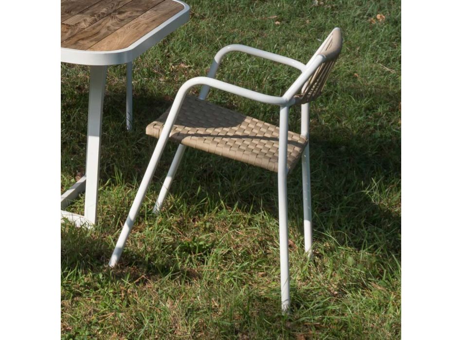 Aluminiowe krzesło ogrodowe z podłokietnikami - Eugene Viadurini