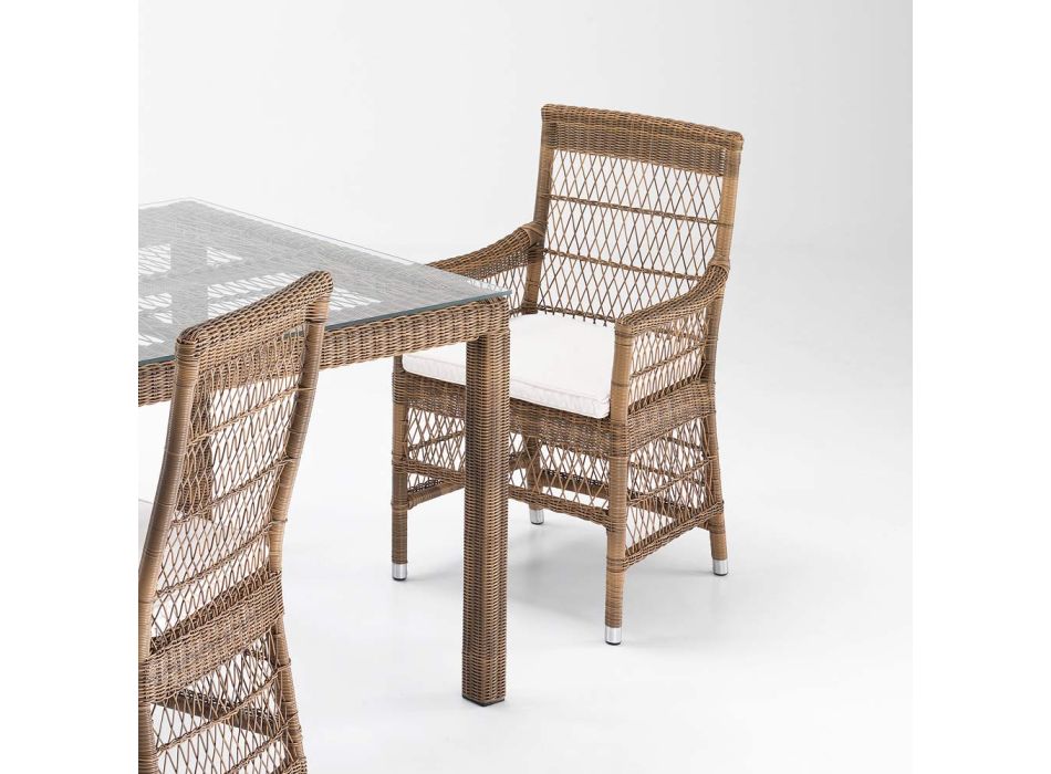 Krzesło ogrodowe z podłokietnikami z polirattanu - Gigi Viadurini