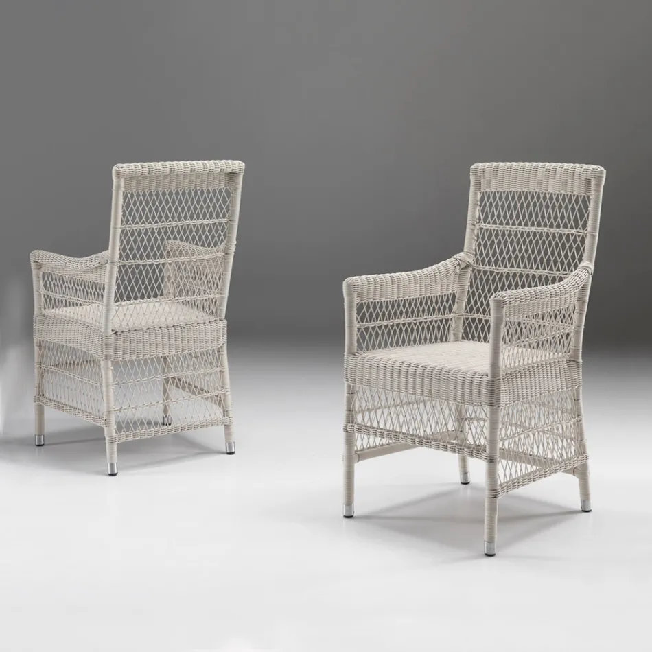 Krzesło ogrodowe z podłokietnikami z polirattanu - Gigi Viadurini