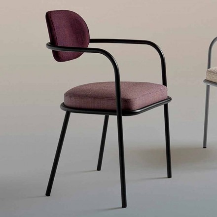 Krzesło Vintage Design z podłokietnikami ze stali i kolorowej tkaniny - Ula Viadurini