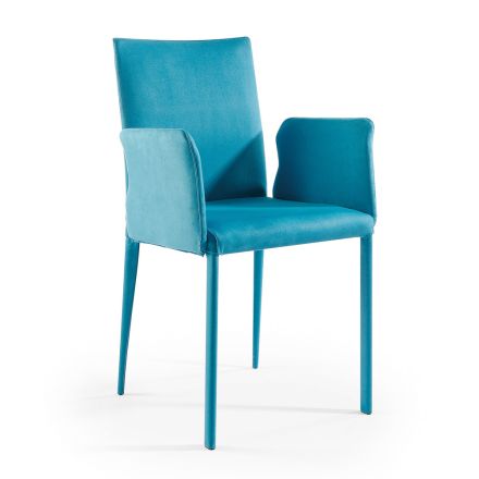 Krzesło z podłokietnikami i niskim oparciem z tkaniny Made in Italy – kierownice Viadurini