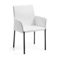 Krzesło z podłokietnikami z białej skóry i czarnymi nogami Made in Italy - Pupazzo
