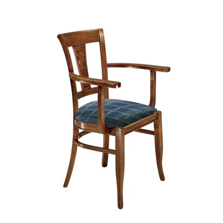 Krzesło z podłokietnikami z buku wyściełanego gumą piankową Made in Italy - Eldarite Viadurini