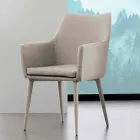 Krzesło z podłokietnikami z metalu pokryte ekoskórą Carlina Viadurini