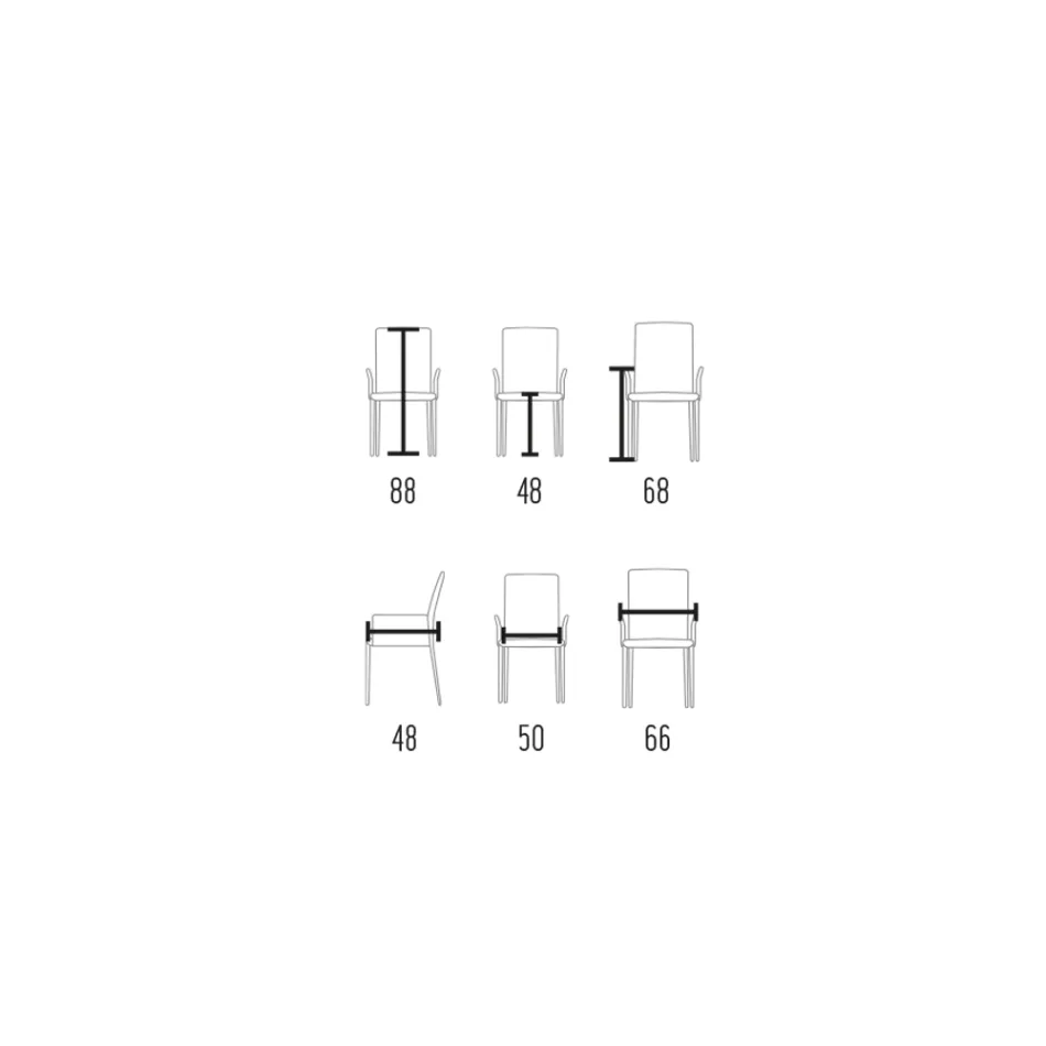Krzesło z podłokietnikami obite skórą w kolorze kości słoniowej Made in Italy - Shell Viadurini