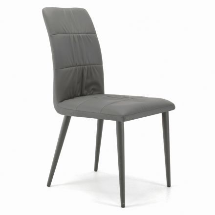 Krzesło z nogami ze stali lakierowanej i tapicerowanym siedziskiem Made in Italy - Brescia Viadurini