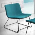 Krzesło z podnóżkiem z tkaniny Vulcano i metalowymi nogami Made in Italy - Amane Viadurini