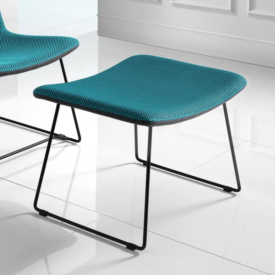 Krzesło z podnóżkiem z tkaniny Vulcano i metalowymi nogami Made in Italy - Amane Viadurini