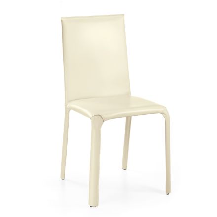 Krzesło z wysokim oparciem ze skóry regenerowanej Made in Italy - Lanterna Viadurini