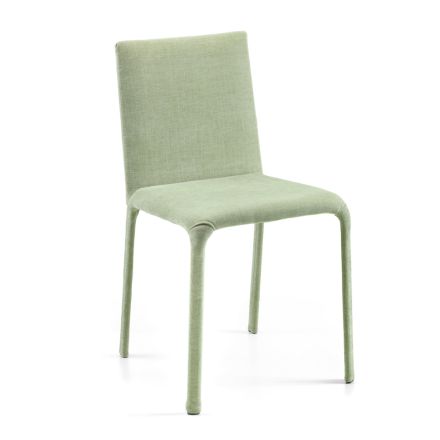 Krzesło z niskim oparciem z zielonej tkaniny Made in Italy - Latarnia Viadurini