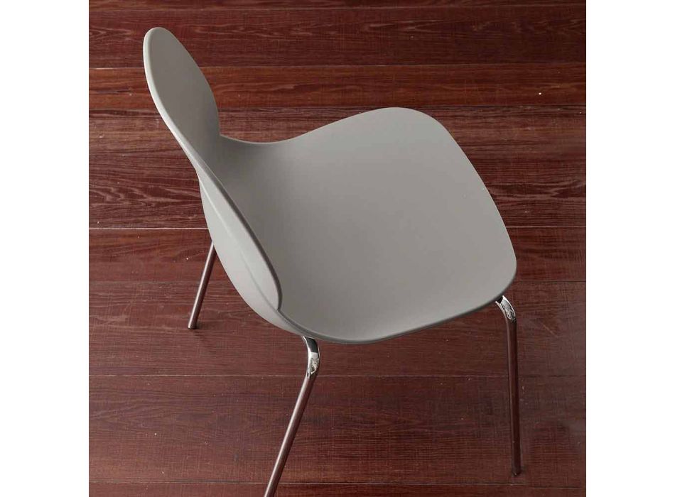 Krzesło z chromowaną ramą i skorupą z polipropylenu Licata Viadurini