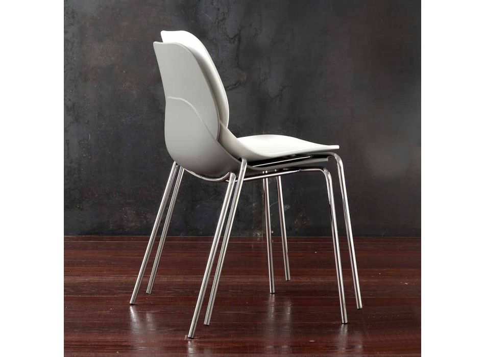 Krzesło z chromowaną ramą i skorupą z polipropylenu Licata Viadurini