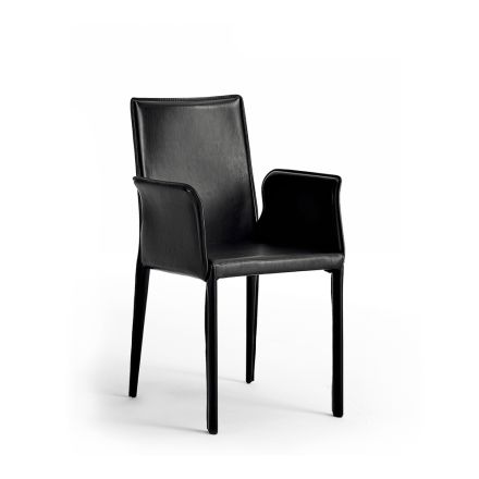 Krzesło o konstrukcji stalowej pokrytej skórą - nowoczesny design Jolie Viadurini