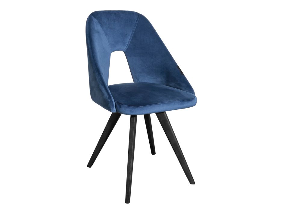 Krzesło o metalowej konstrukcji i aksamitnym siedzisku Made in Italy - Mathias Viadurini