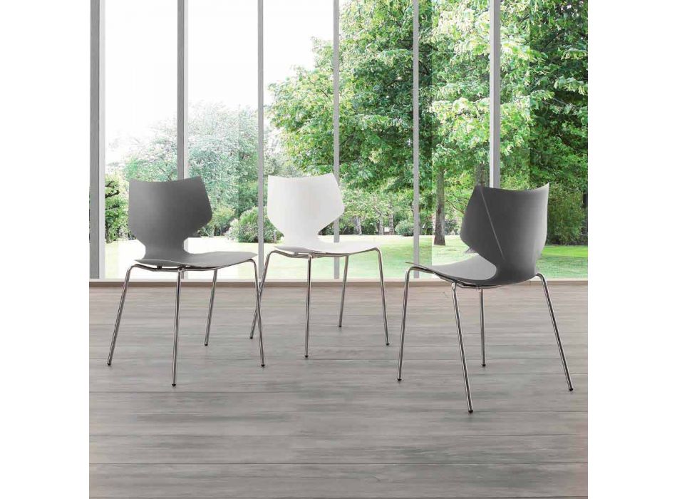 Krzesło chromowane o nowoczesnym designie wykonane we Włoszech Messina Viadurini