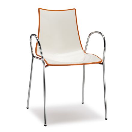 Dwukolorowe krzesło kuchenne ze stali i polimeru Made in Italy, 2 sztuki - Fedora Viadurini