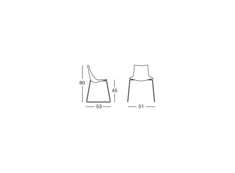 Krzesło kuchenne z podstawą sań ze stali Made in Italy 2 sztuki - Fedora Viadurini