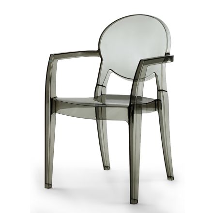 Krzesło kuchenne z możliwością układania w stos z poliwęglanu Made in Italy 4 sztuki - Ice Viadurini