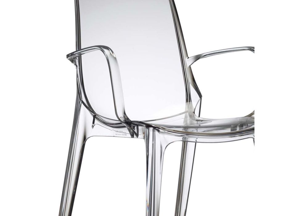Krzesło kuchenne do układania w stosy z przezroczystego lub wędzonego poliwęglanu, 2 sztuki - Sienna Viadurini