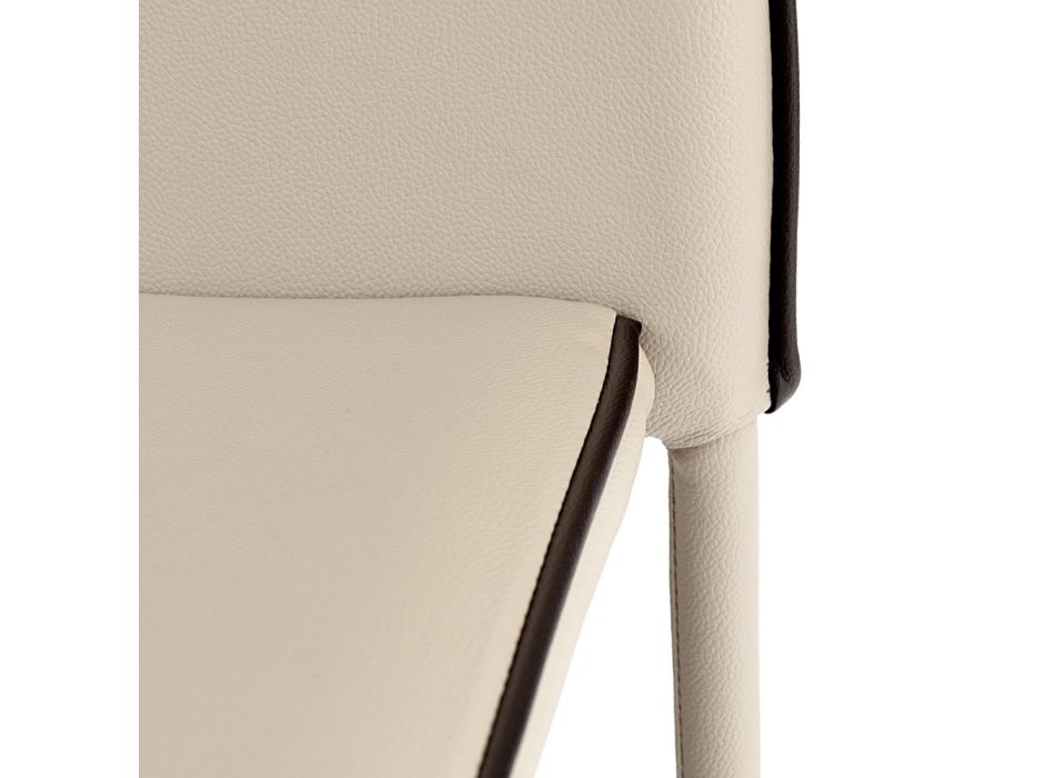 Krzesło kuchenne z możliwością układania w stos, tapicerowane skórą syntetyczną, 4 sztuki - Adelmo Viadurini