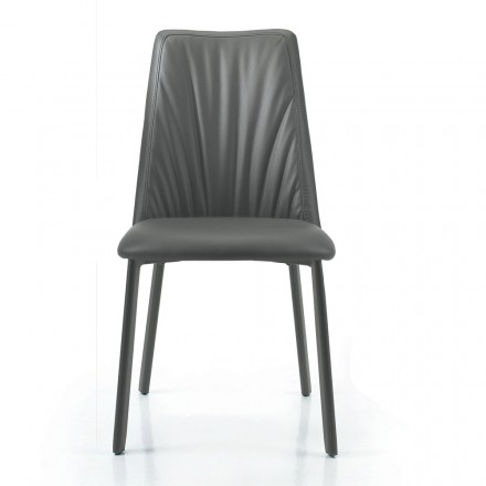 Krzesło kuchenne ze sztucznej skóry i stali Made in Italy 4 sztuki - Alexia Viadurini