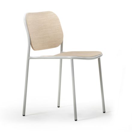 Krzesło kuchenne z drewna i malowanego metalu Made in Italy 2 sztuki - Saffia Viadurini